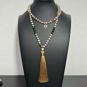 OKIKO 108 Mala Hand Knotted Gemstone Prayer Yoga Necklace Japan